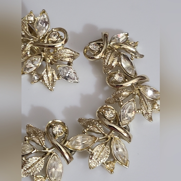 Vintage coro ? SET bracelet clip on earrings rhinestones looks NEW! VTG 50's MCM - Picture 9 of 16